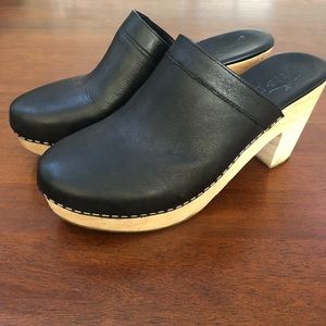 Free People Highland Park Black Leather Clogs